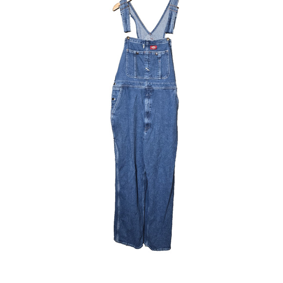 Dickies Bib Overalls Men's Size 36 X 34 Jean Denim Medium Wash Workwear - Picture 2 of 16